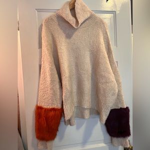 Zara Knit turtle neck sweater multi colored sleeves